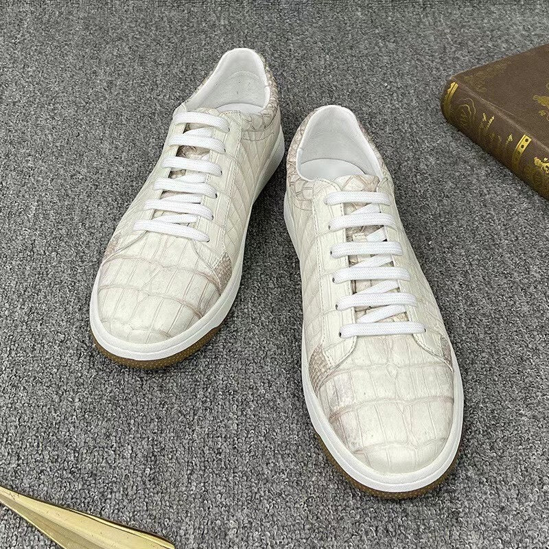 alt
Sneakers casual da uomo in pelle di coccodrillo bianca Himalaya