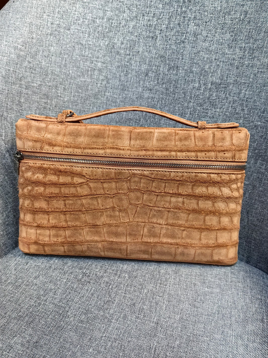 alt
Borsa clutch unisex in vera pelle di coccodrillo nubuck con manico e zip