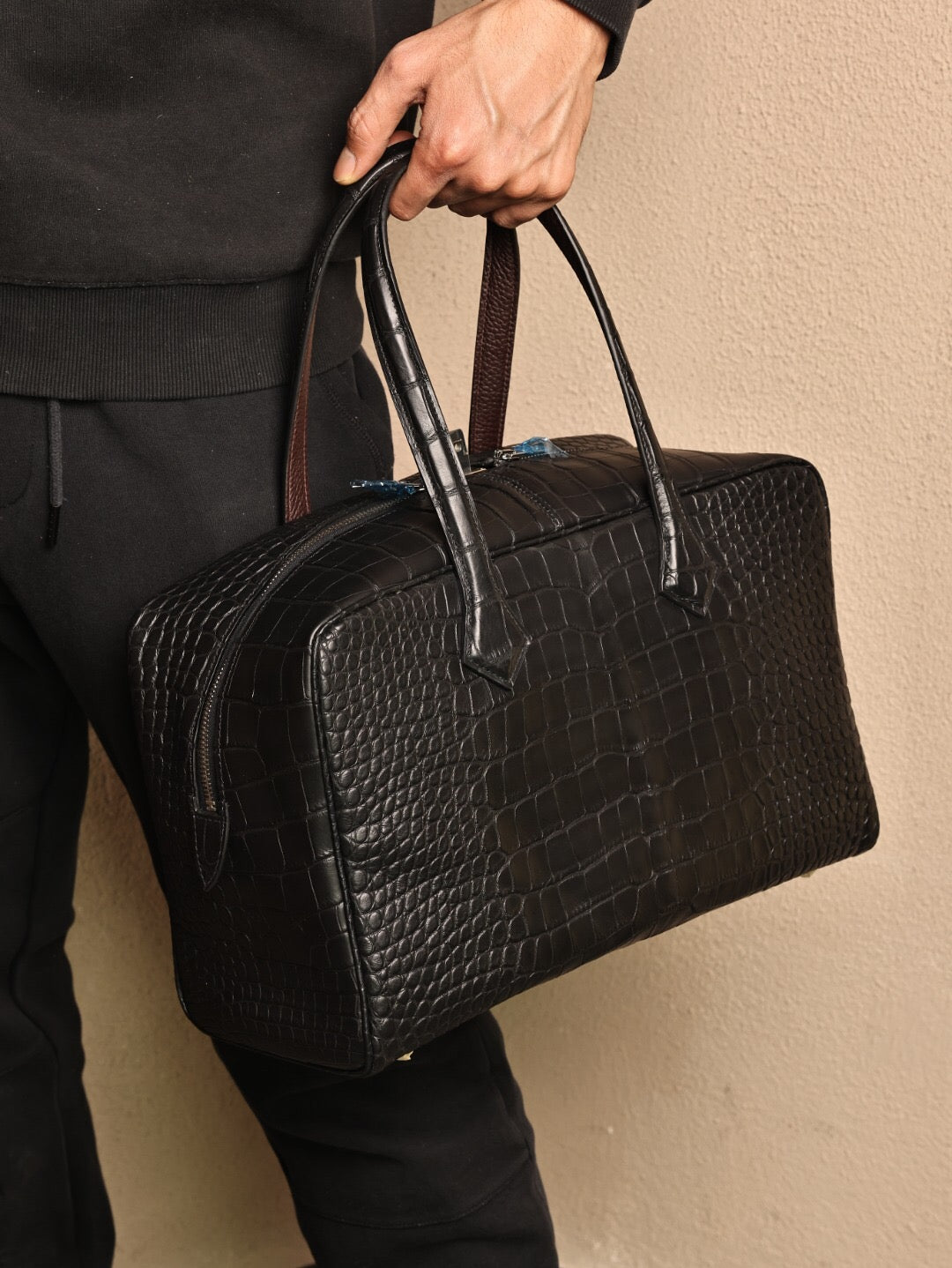 Borsa tote weekend in vera pelle di coccodrillo