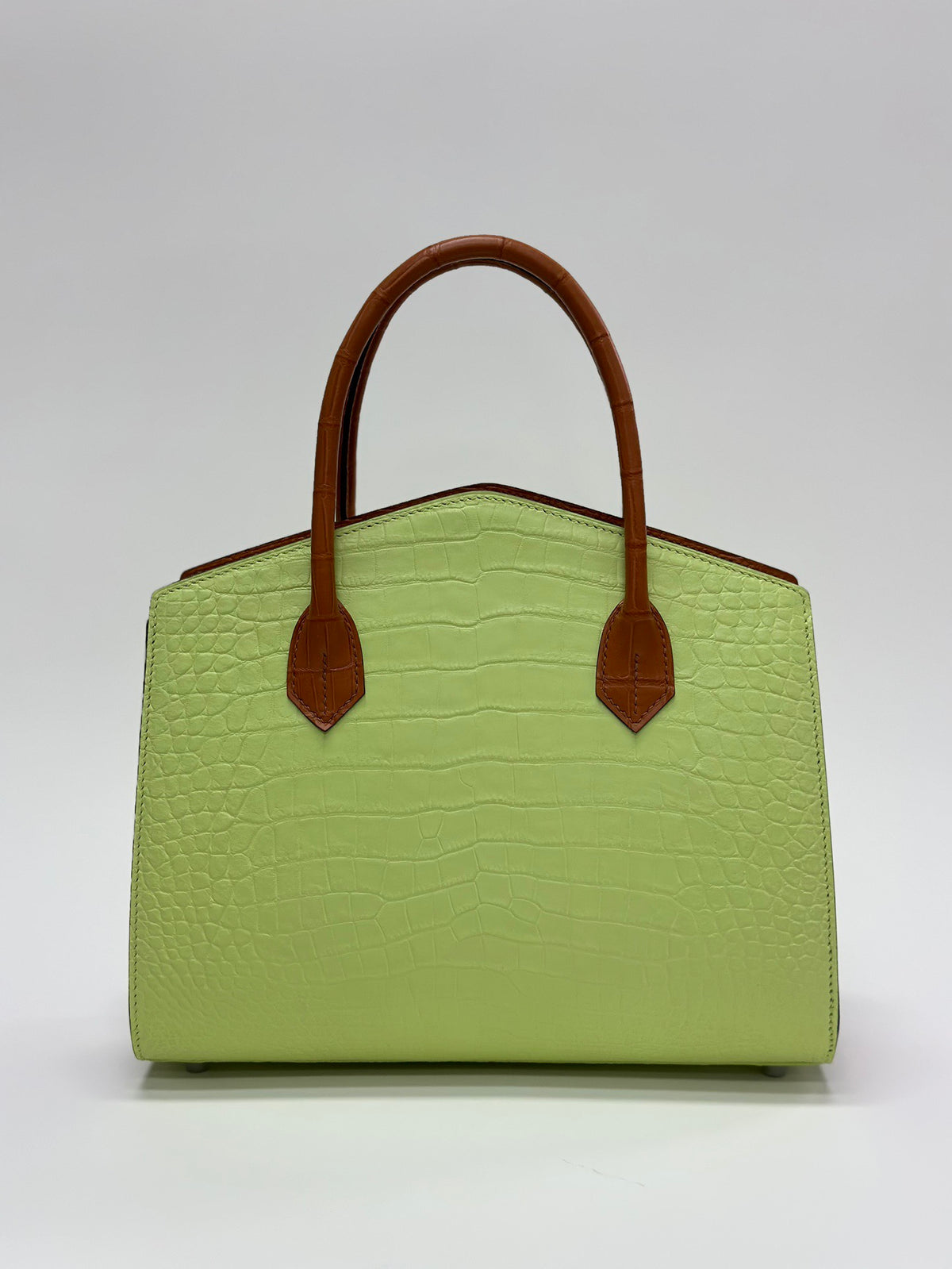 Crocodile Leather Top Handle Bag Green