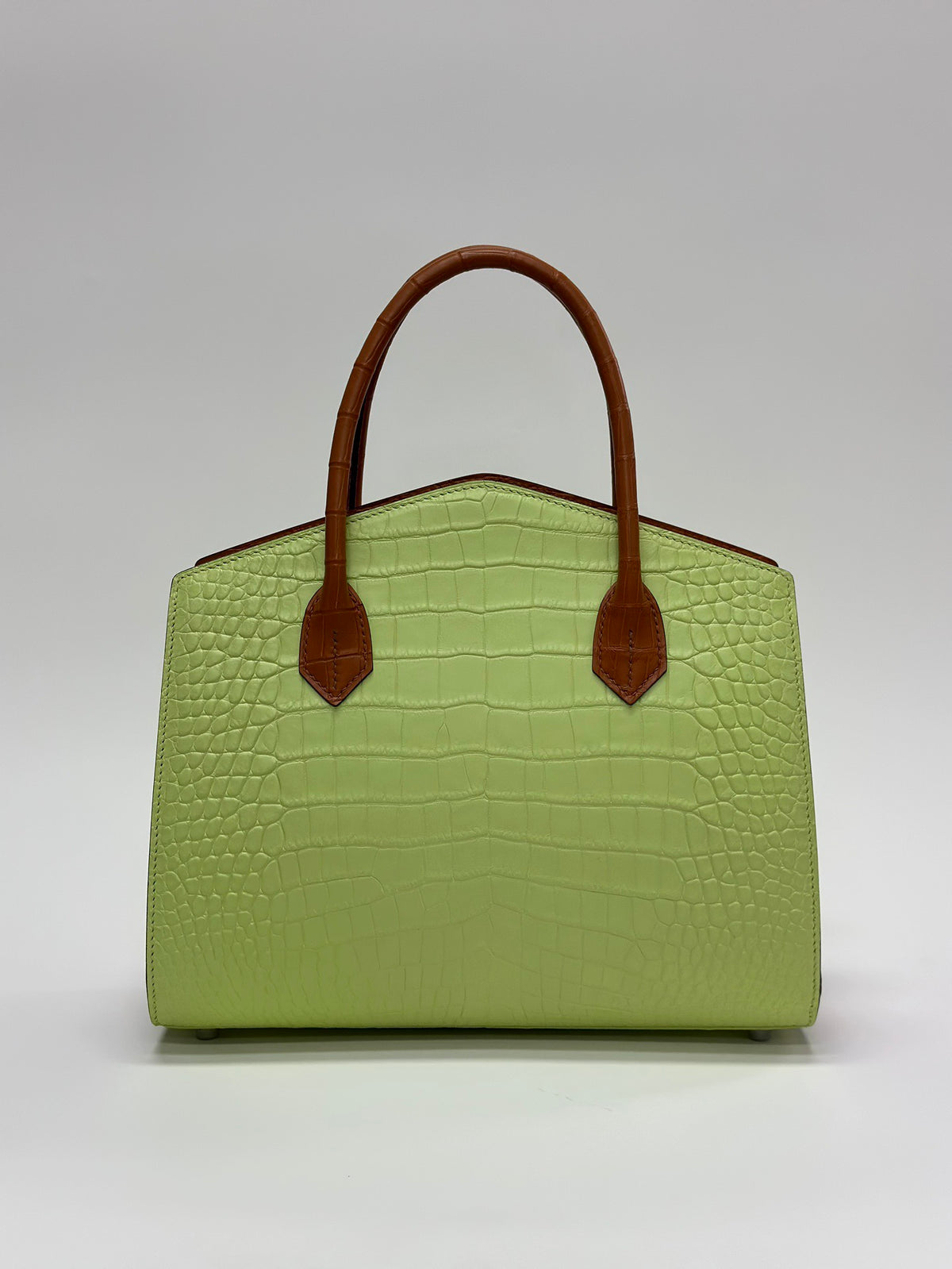 Crocodile Leather Top Handle Bag Green