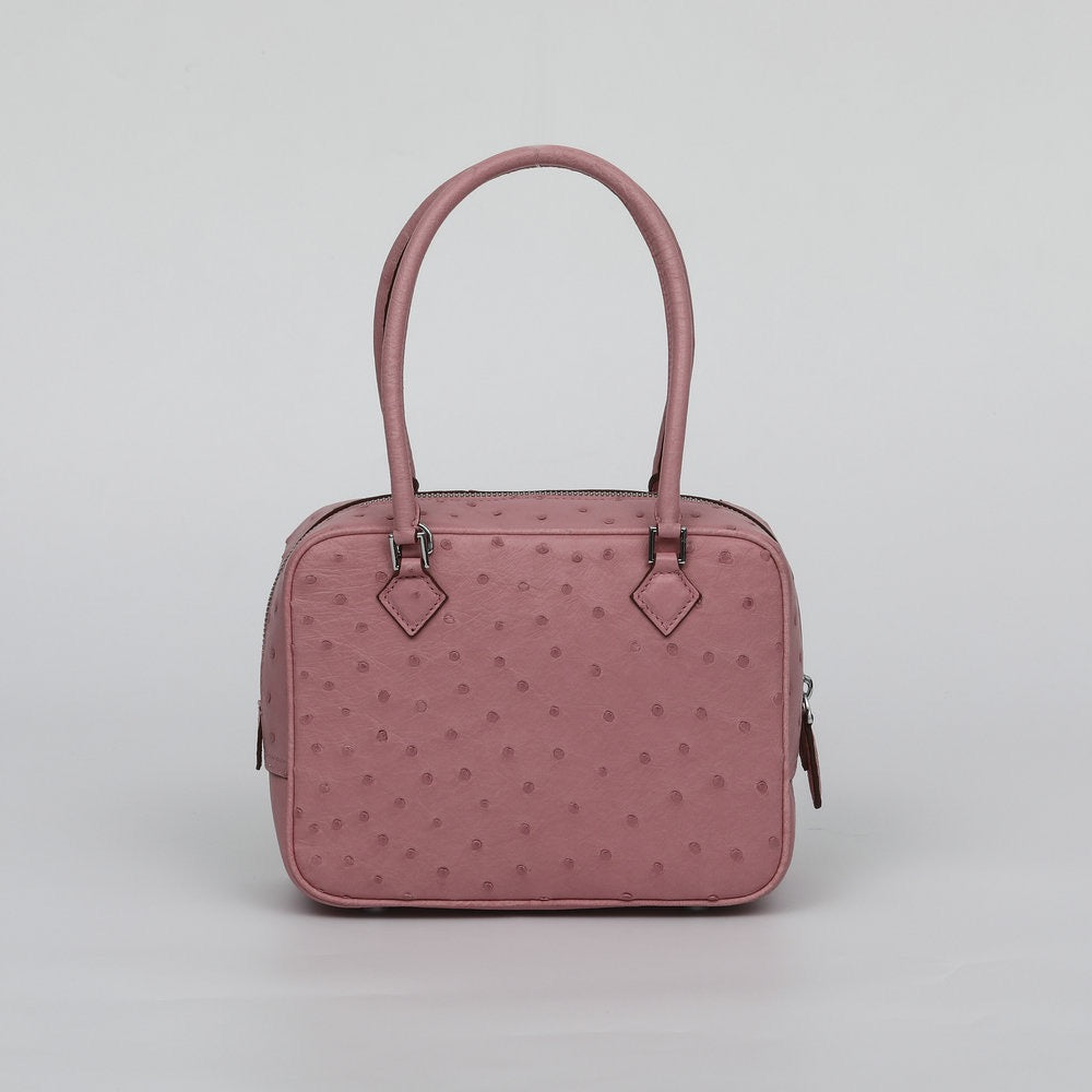 Womens Genuine Ostrich Skin Leathe Top Handle Bag