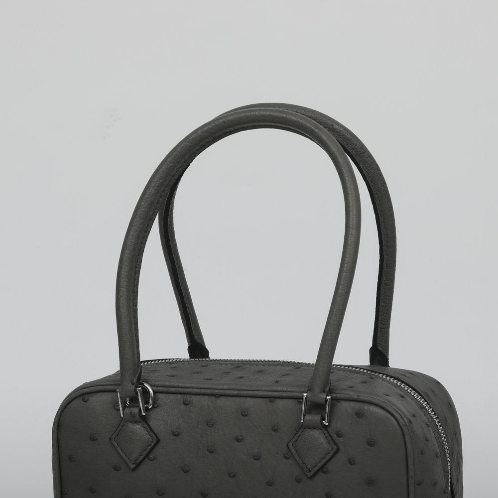 Womens Genuine Ostrich Skin Leathe Top Handle Bag
