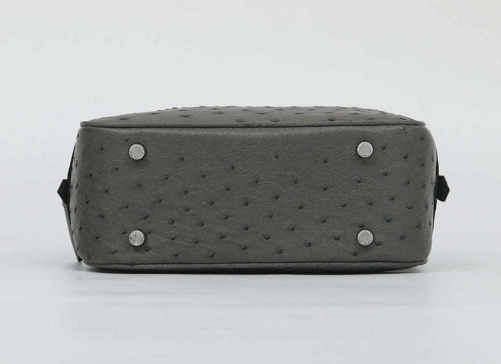 Womens Genuine Ostrich Skin Leathe Top Handle Bag