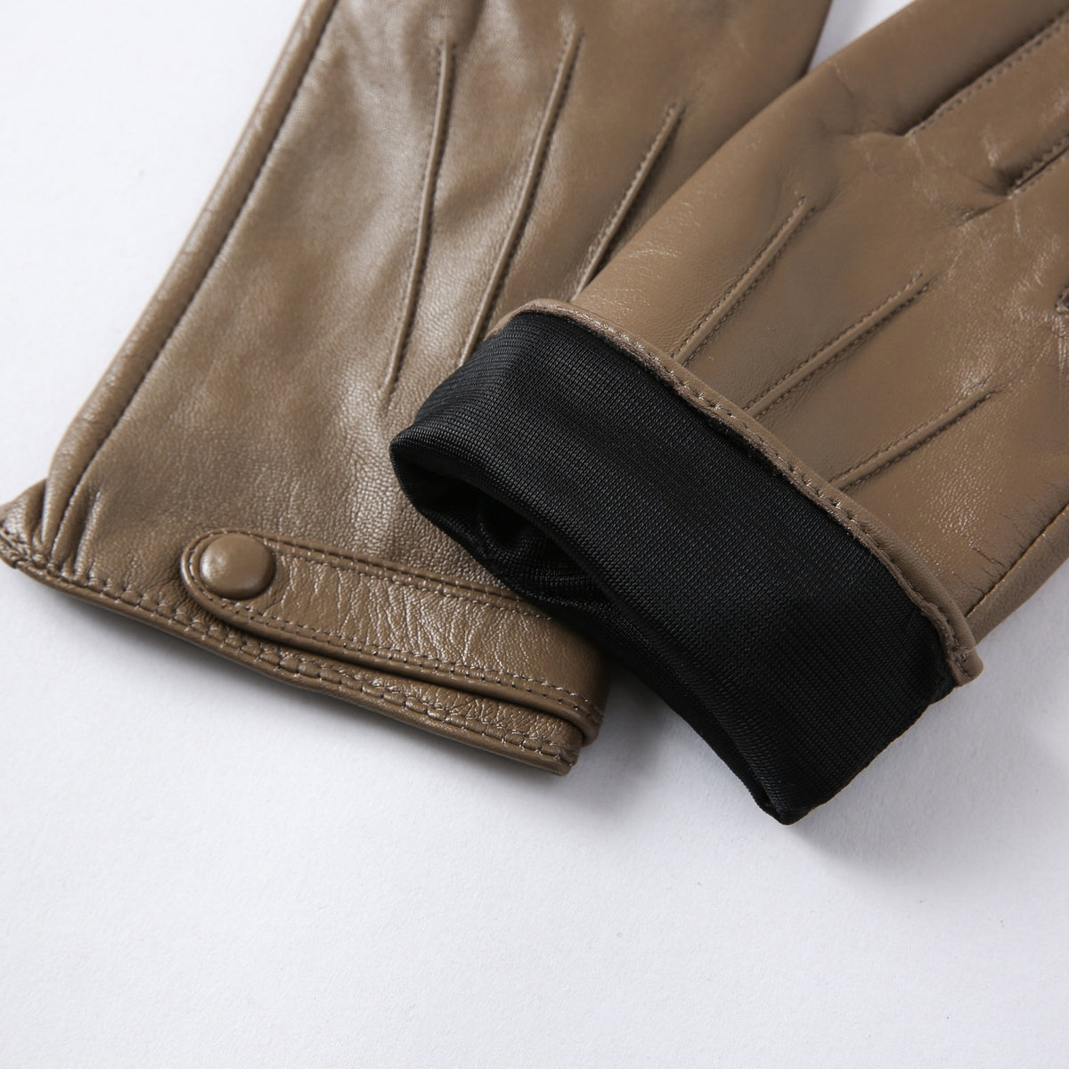 Women's Soft Goatskin Leather Fashion Snap Cuff Gloves