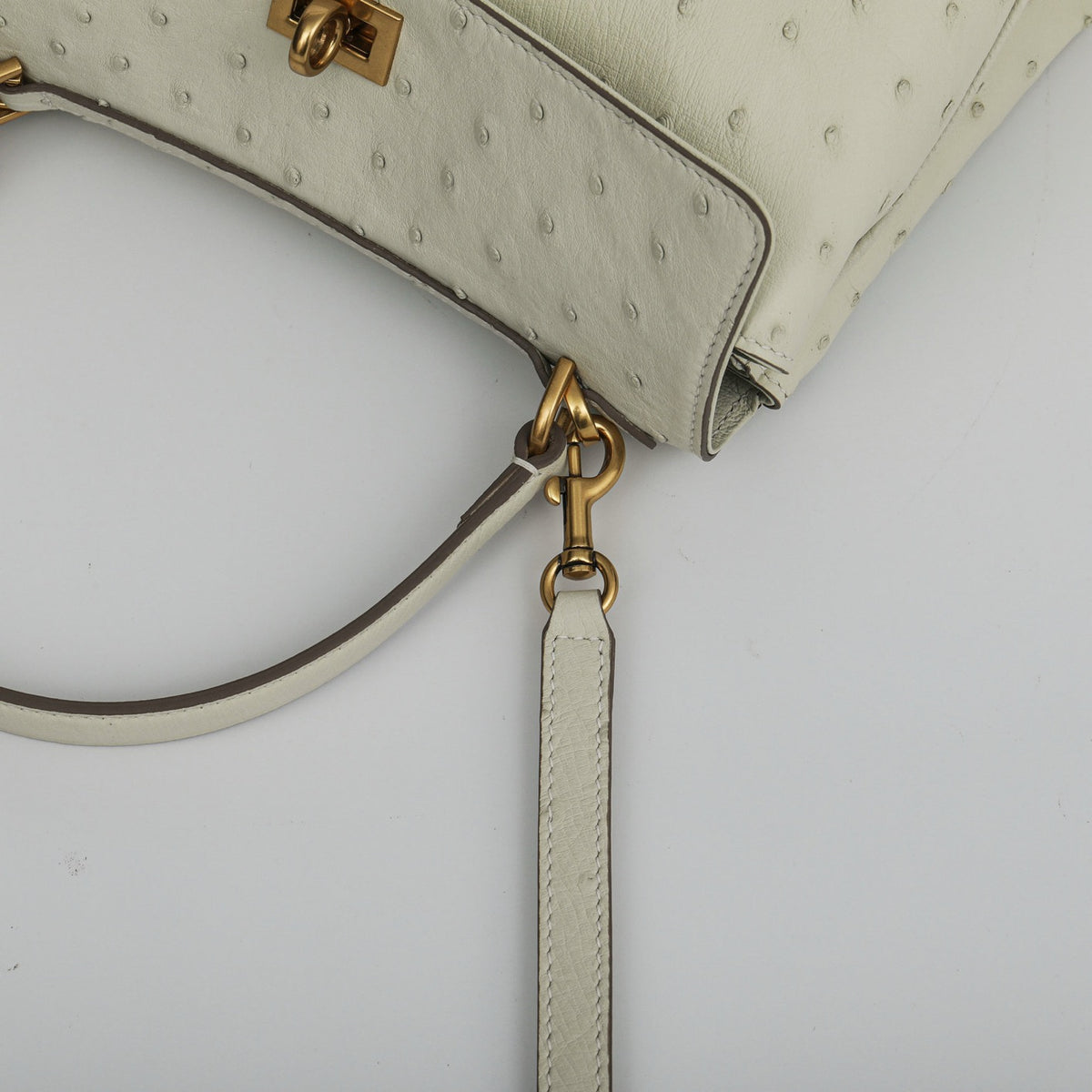 Ostrich Leather Top Handle Tote Bag
