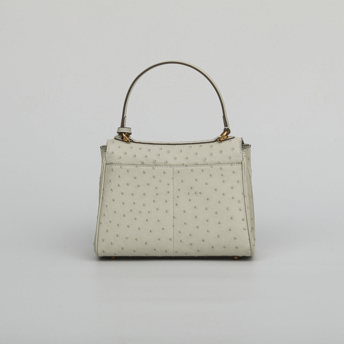 Ostrich Leather Top Handle Tote Bag