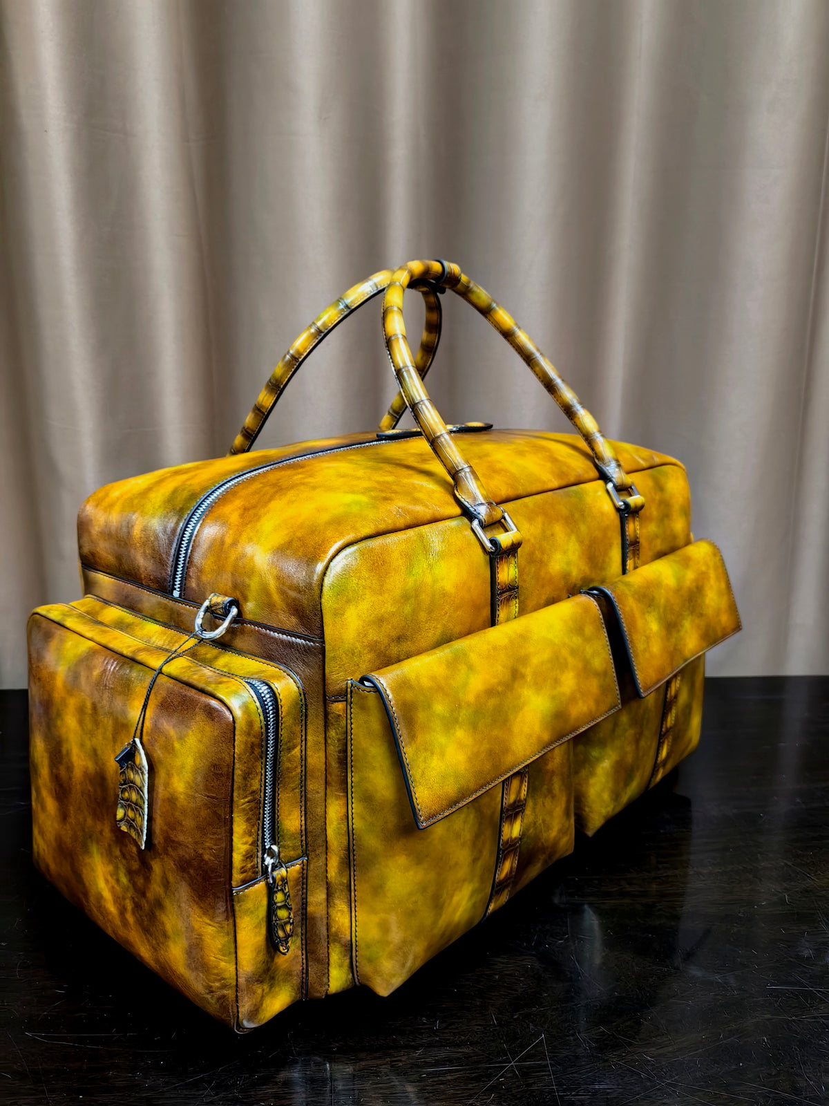 Borsone da viaggio vintage in pelle unisex extra large marrone