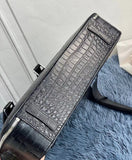 Genuine Crocodile Leather Laptop Briefcase Black Large Volumn