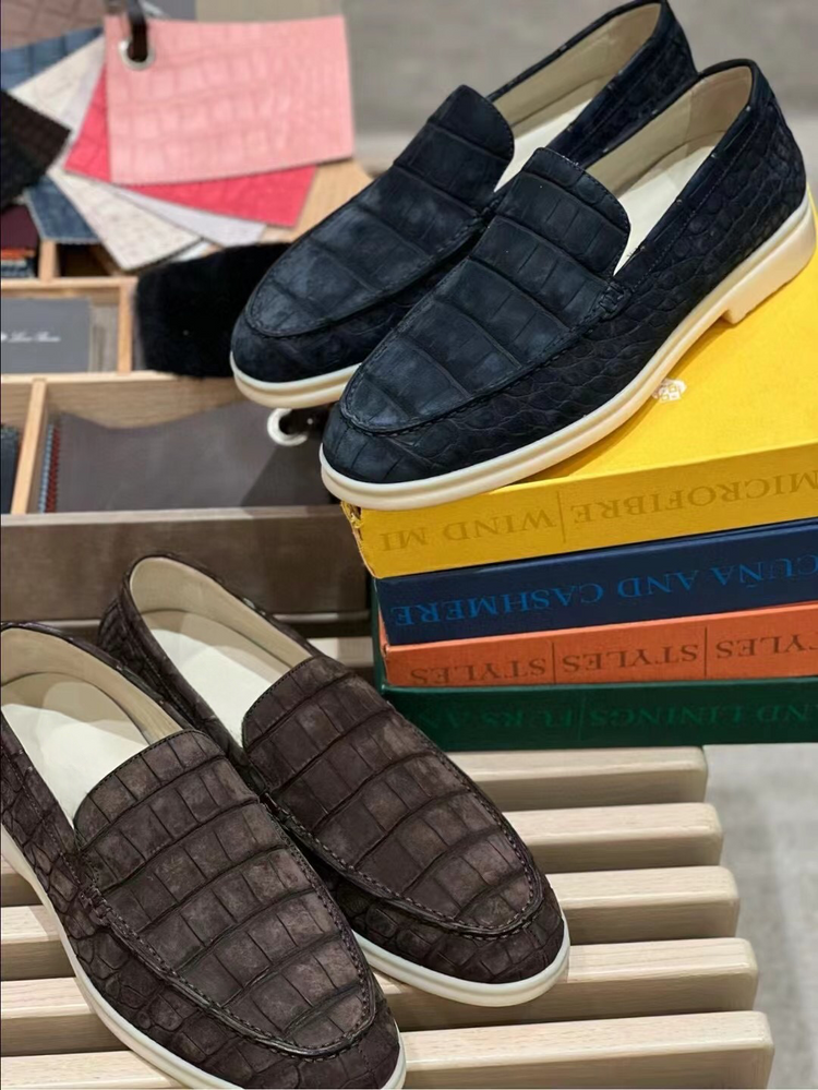 Sanded Crocodile Shoes Men s Crocodile Leather Loafers Slip On Dress Shoes Very Comfortable Rossie Viren