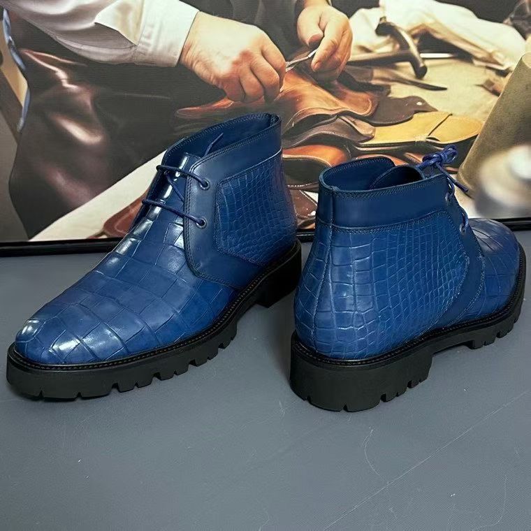 Crocodile Boots , Genuine Crocodile Leather Boots Blue