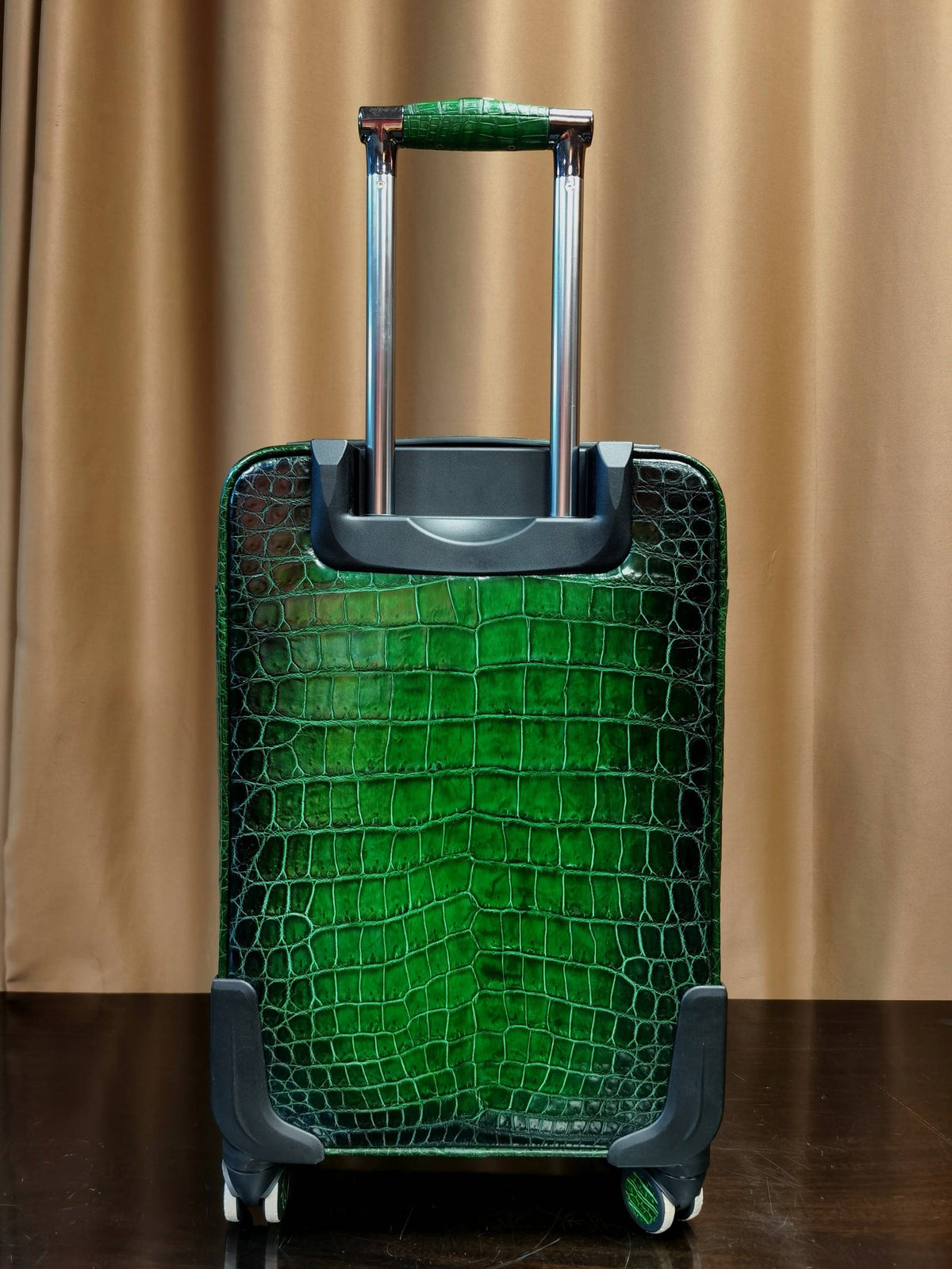 Retro Green Crocodile Leather Trolley/Roll Aboard Suitcase Weekend/Travel Bag Trolley Case Universal Wheels 20-Inch