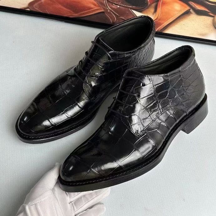 Crocodile Boots , Genuine Crocodile Leather Boots Black