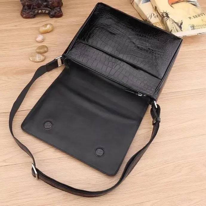 Da uomo, borsa messenger in pelle di coccodrillo per laptop