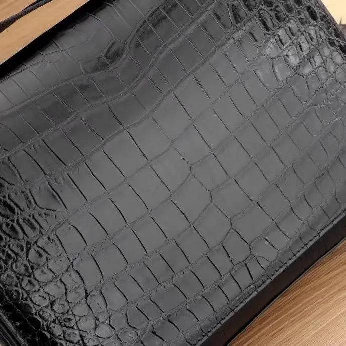 Borsa messenger da uomo in pelle di coccodrillo per laptop