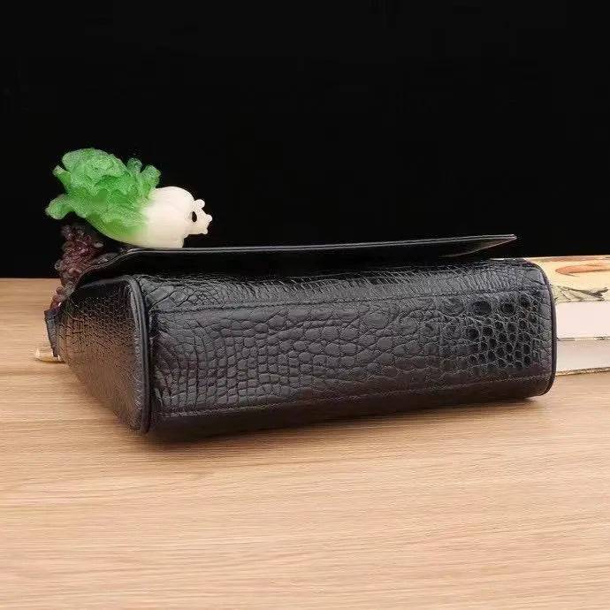 Borsa messenger da uomo in pelle di coccodrillo per laptop