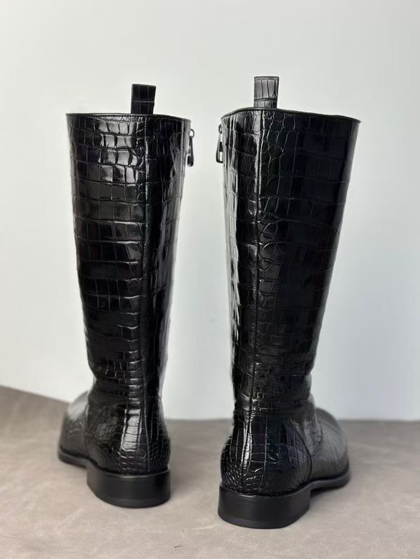Men's Crocodile Leather Knee-High Boot