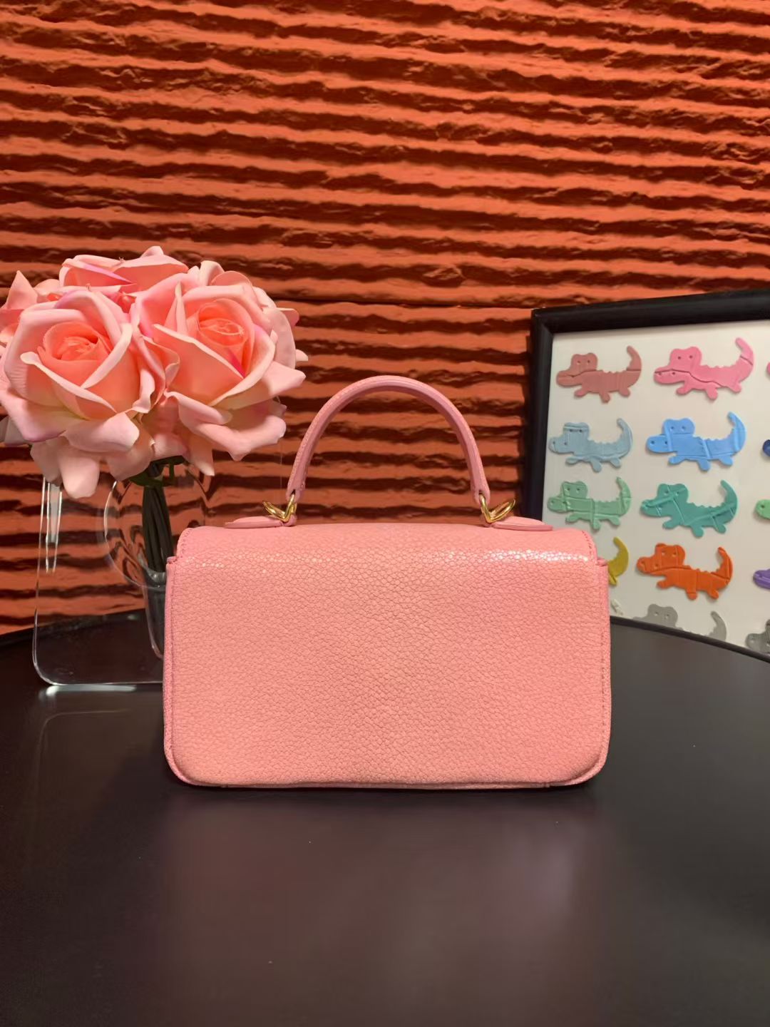 Women's Stingray Skin Leather Top Handle Bag