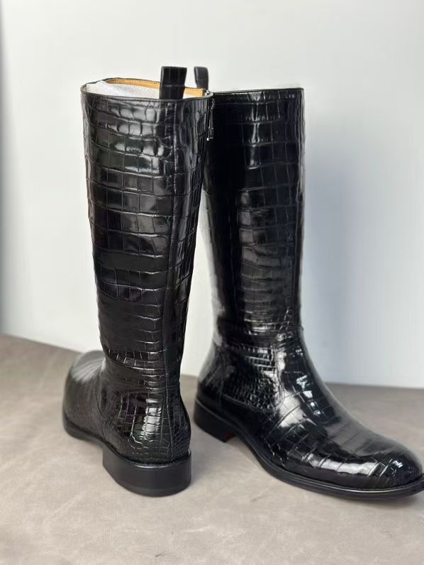 Men's Crocodile Leather Knee-High Boot