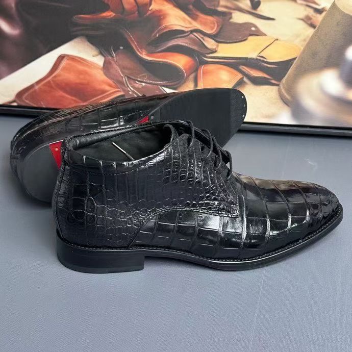 Crocodile Boots , Genuine Crocodile Leather Boots Black