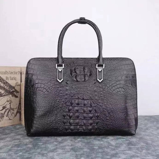 Preordine Borsa a mano in pelle di coccodrillo Shell Pack nera