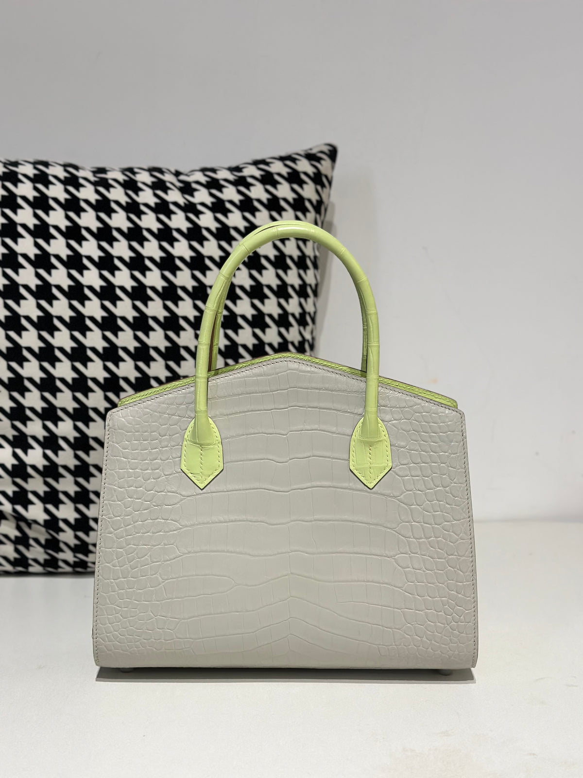 Crocodile Leather Top Handle Bag