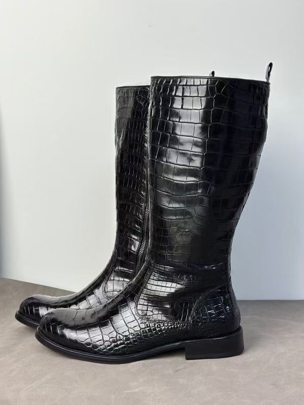Men's Crocodile Leather Knee-High Boot