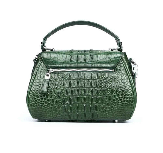 Women’s Borsa piccola in pelle di coccodrillo con chiusura turn lock, manico superiore e tracolla