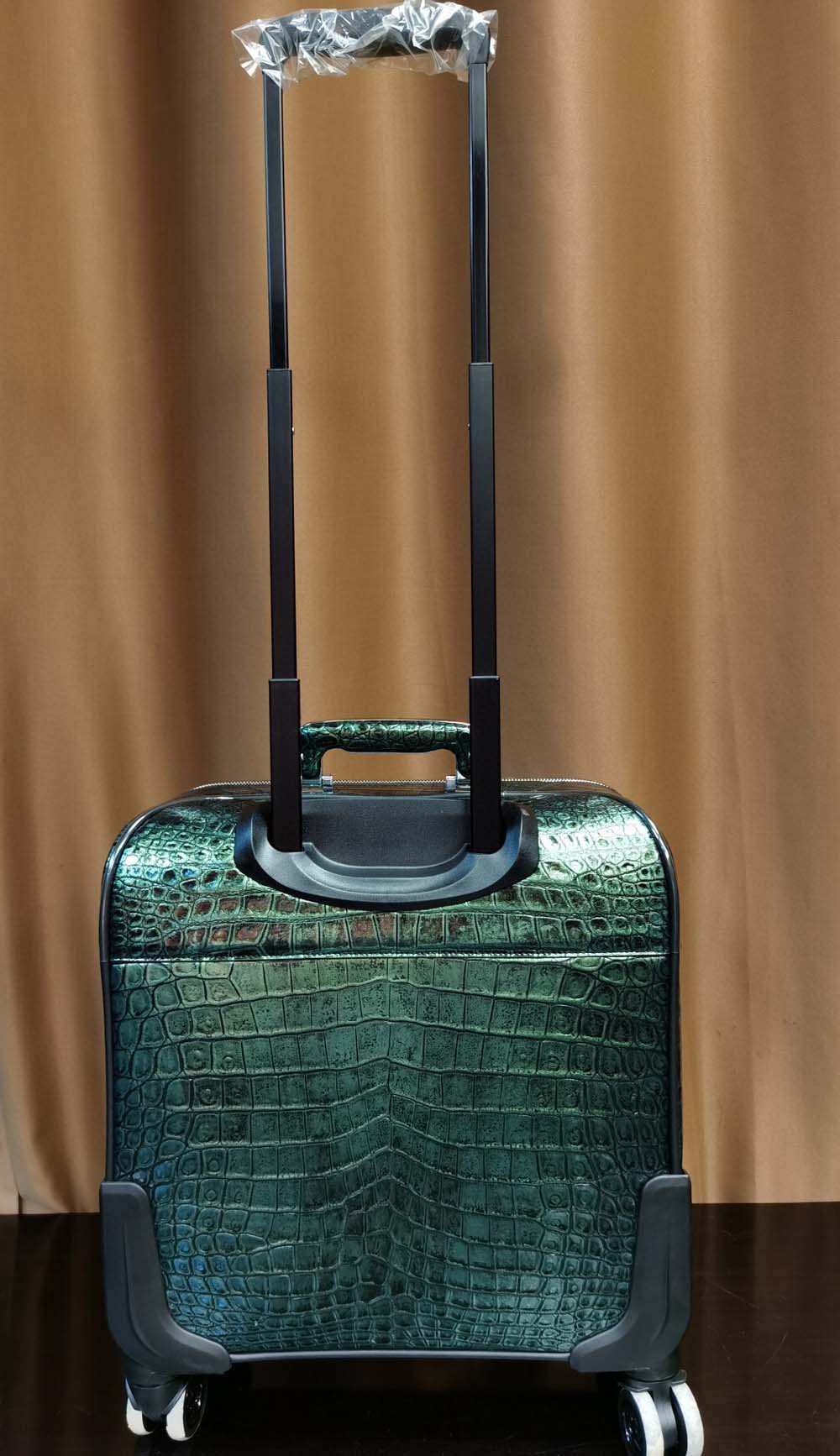 Bagaglio a mano mini in pelle di coccodrillo 15 in verde scuro