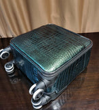 Crocodile Leather 15 in -Mini Carry- On Luggage Dark Green