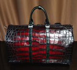Genuine Crocodile Leather Large Duffel Bag Vintage Red