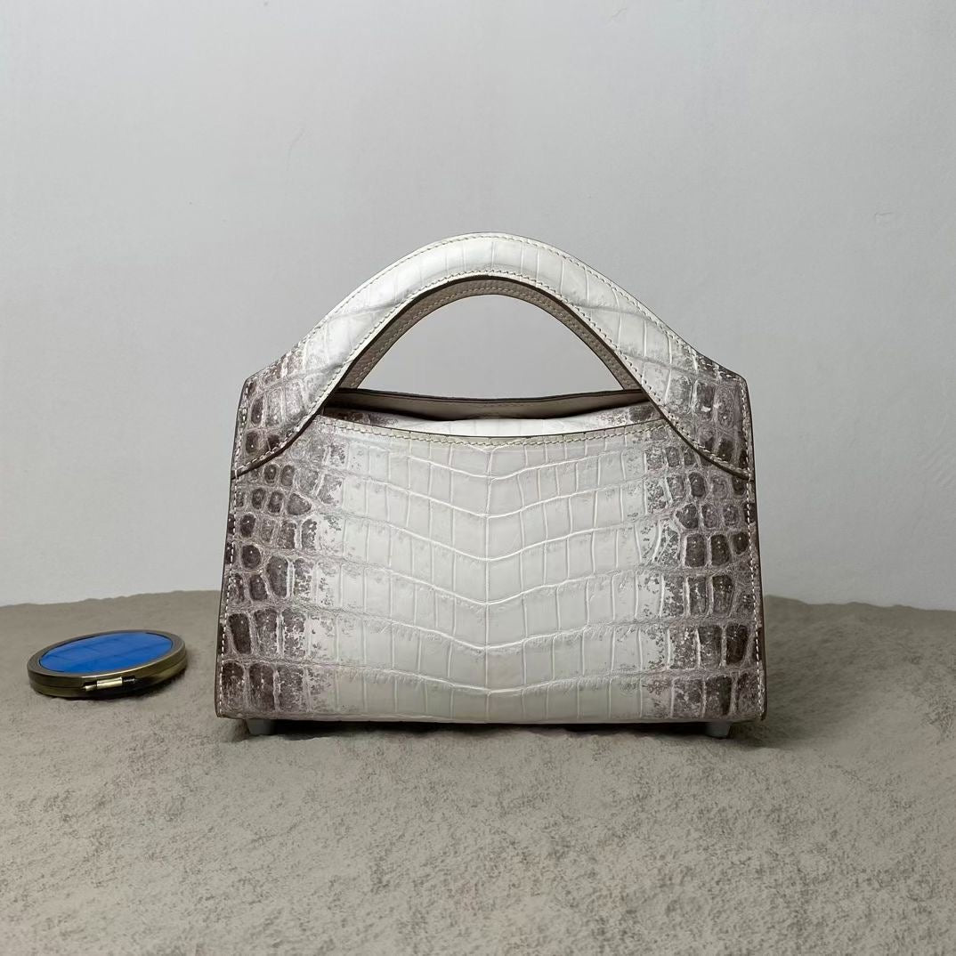 Genuine Himalaya Crocodile Leather Top Handle Cross Body Bag For Women
