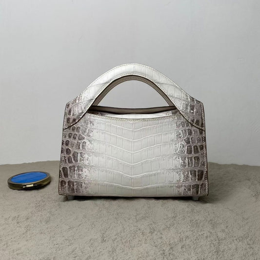 Genuine Himalaya Crocodile Leather Top Handle Cross Body Bag For Women