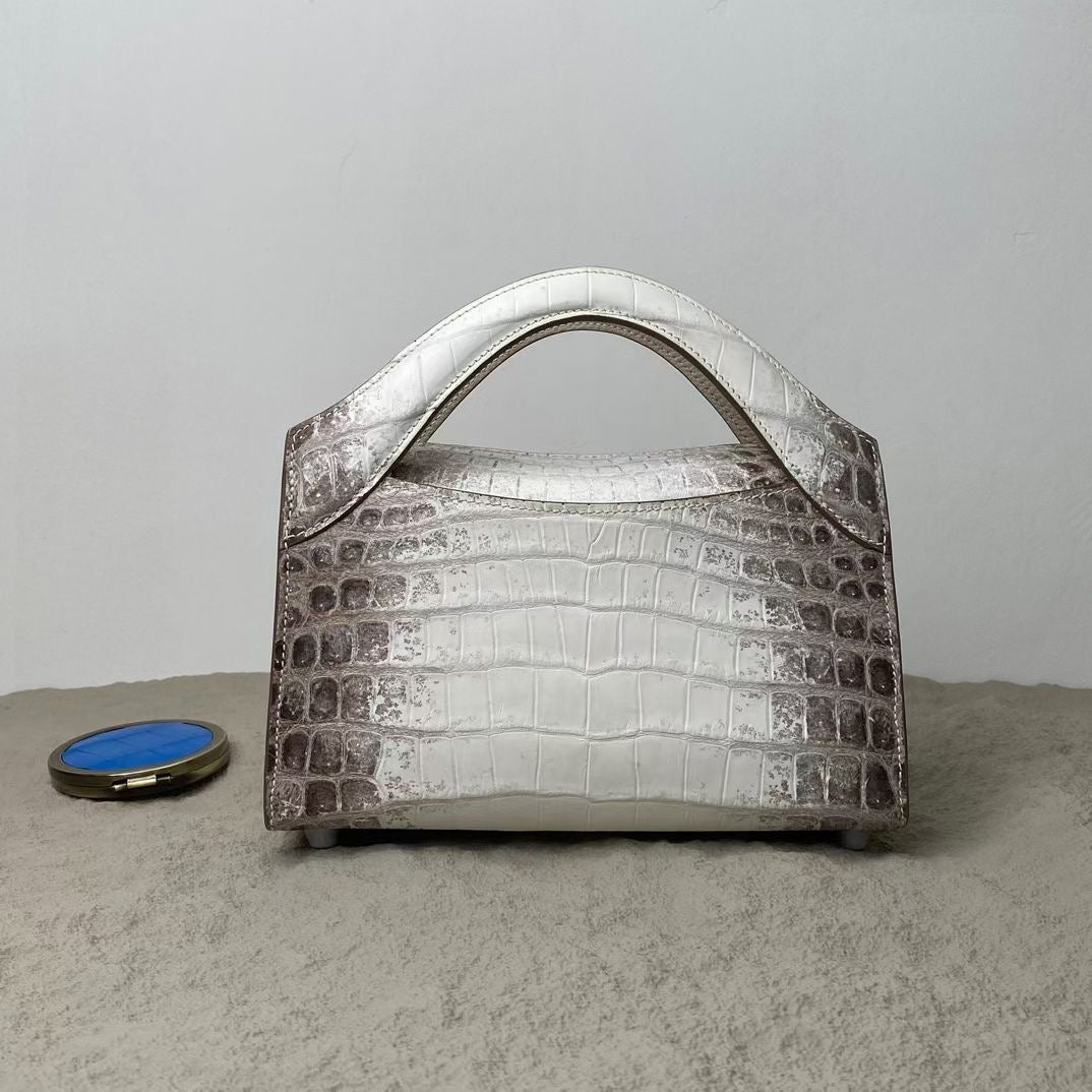 Genuine Himalaya Crocodile Leather Top Handle Cross Body Bag For Women