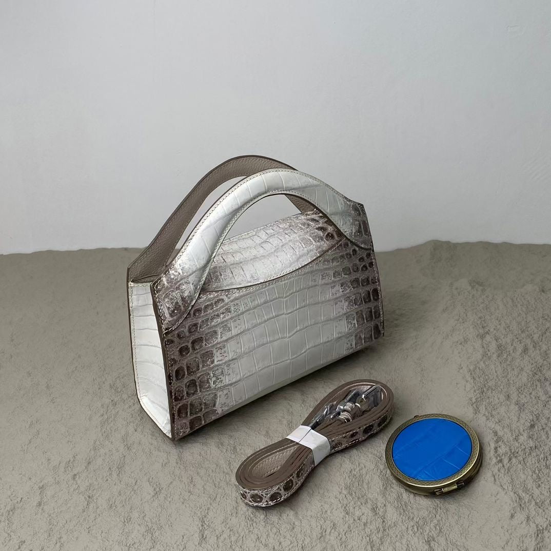 Genuine Himalaya Crocodile Leather Top Handle Cross Body Bag For Women