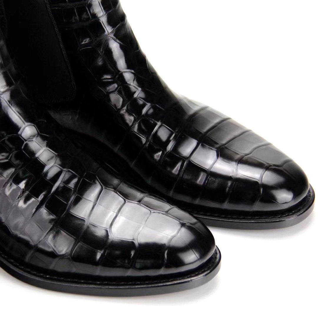 Crocodile Shoes Handmade Crocodile Skin Leather Chelsea Boots