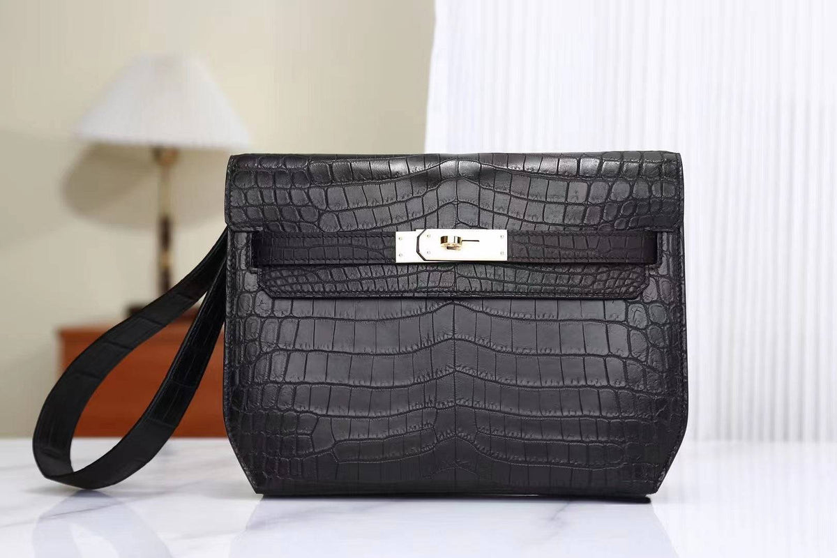 Mens Padlock Handle Wrist Cross Body Bag