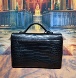 Preorder  Genuine Crocodile  Shiny Leather Briefcase Business Bags Dark Blue