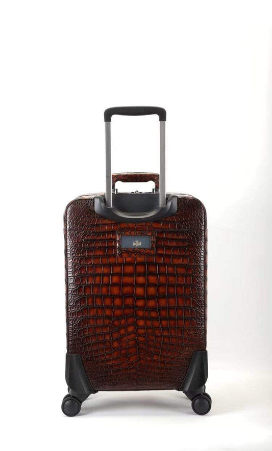 Retro Valigia trolley/roll aboard in pelle di coccodrillo, borsa da weekend/viaggio, trolley case con ruote universali, valigia box, valigia pull case