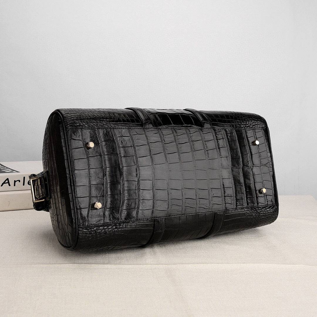 Unisex classica borsa da viaggio in vera pelle di ventre di coccodrillo, borsone da outdoor per il tempo libero, grande capacità, stile semplice