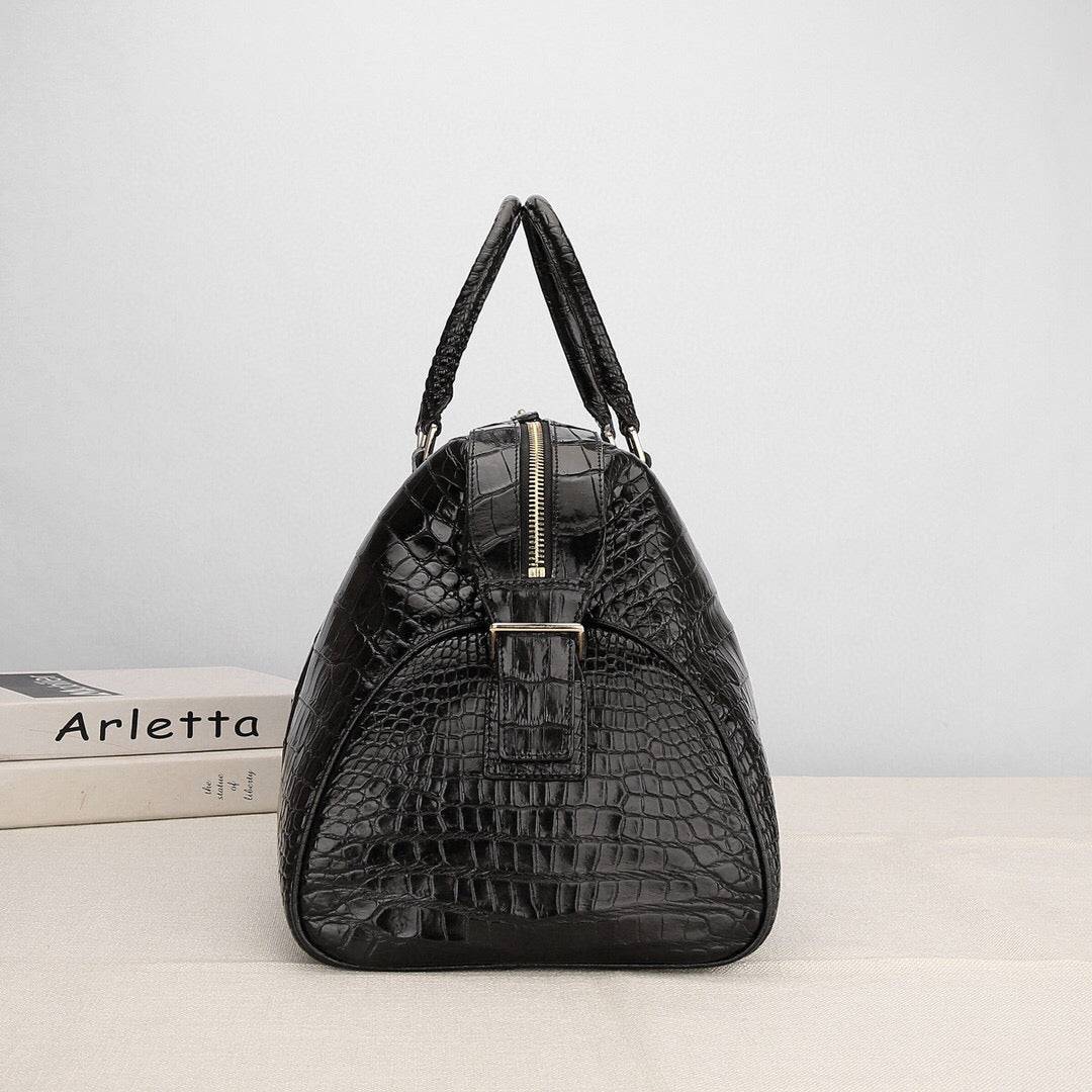Unisex, borsa da viaggio in vera pelle di ventre di coccodrillo, stile semplice, grande capacità, per outdoor e tempo libero