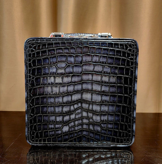 Cassa per orologi vintage in vera pelle di coccodrillo da 12 pezzi