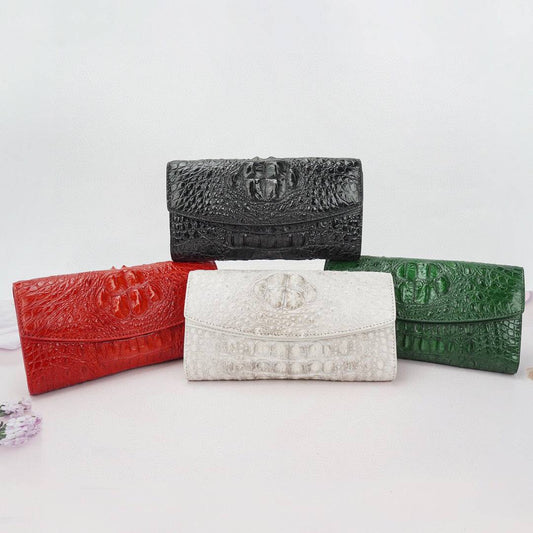 Womens Crocodile Leather Envelope Evening Clutch Bag