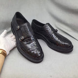 Copy of Men's Crocodile Leather Brogue Lace-Up Shoes Brown