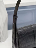 Genuine Crocodile Leather Womens  Underarm Shoulder Bag Black