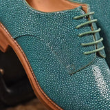 Genuine Stingray Leather Mens Wingtip Formal Lace up Wedding Office Shoes Green