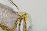 Himalaya  White Crocodile Leather Chain Flap Shoulder Bag For Ladies
