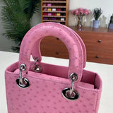 Small Genuine Ostrich Leather  Top Handle Bag Pink