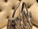 Small Python Leather Tote Shoulder Cross Body Bags For Women Grey