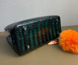 Vintage Genuine Crocodile Leather Top Handle Satchel Handbag Shoulder Bag Tote Purse Messenger Bags 30cm  Emerald Green